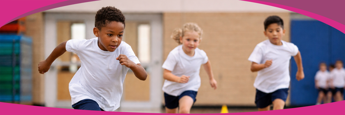 A group of children playing in an active manner
