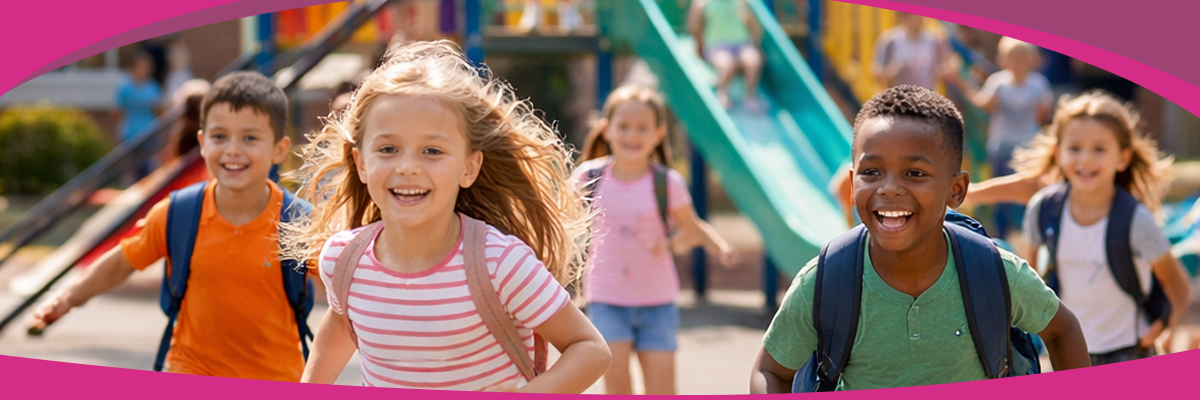 A group of children pLaying in an active manner